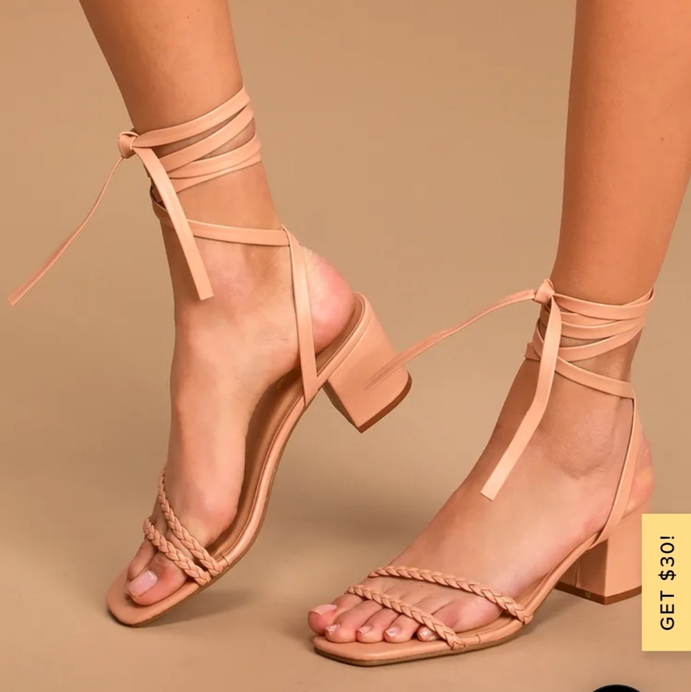 Lulus rose gold lace up high heel sandals